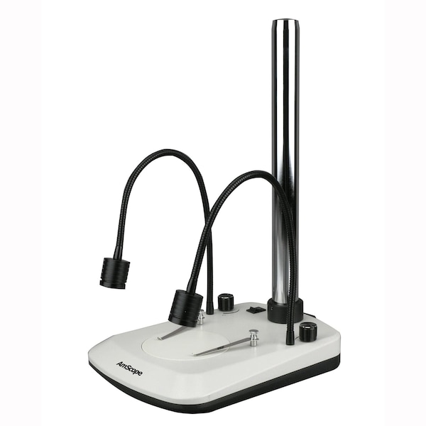 Amscope Stereo Microscope Table Stand With Built In Dual Gooseneck